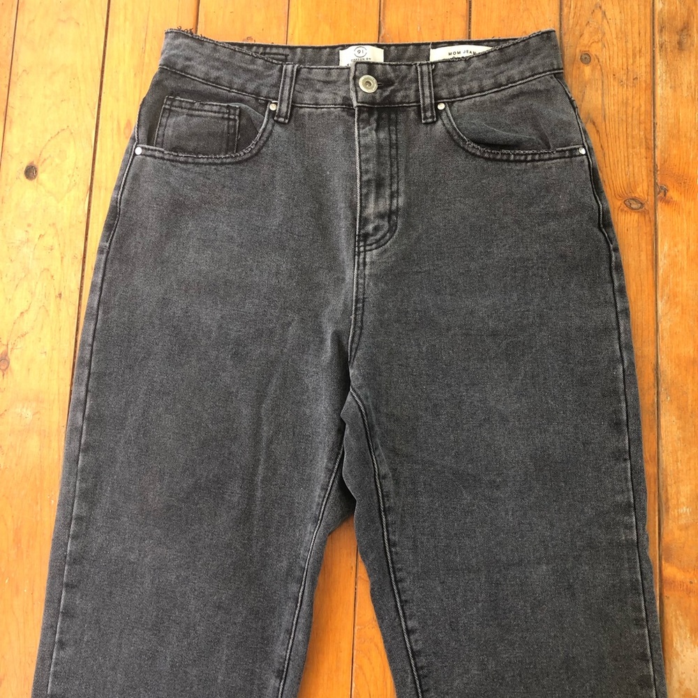 Black Faded Mom Jeans